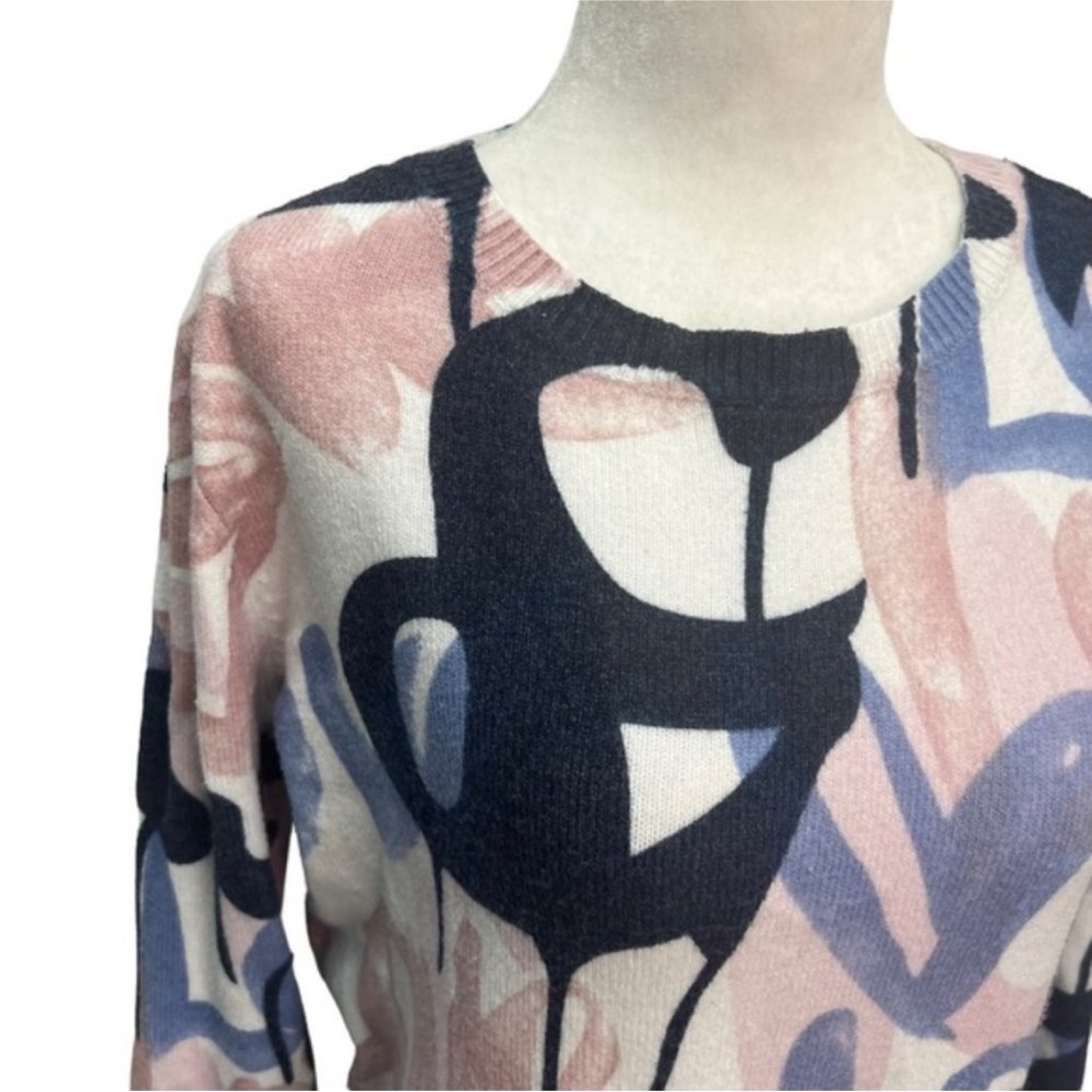 CHARLIE B Pink and Blue Abstract Sweater - Picture 6 of 9